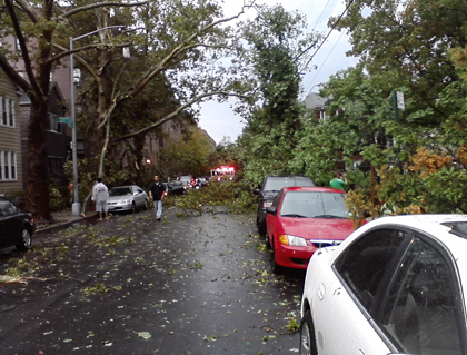 Storm damage in Woodside, Queens 