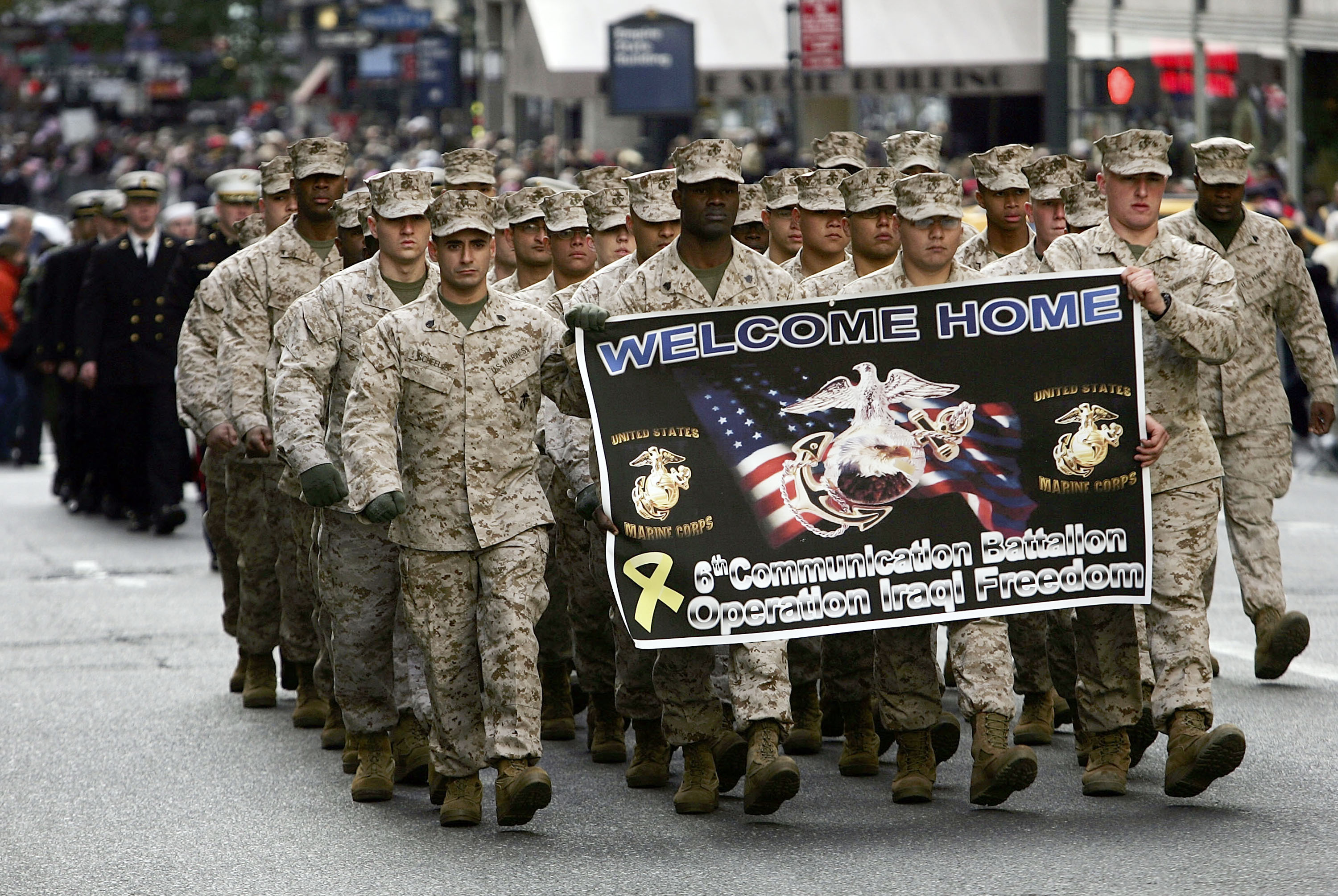 U.S. Marines March in the Veterans Day Parade 