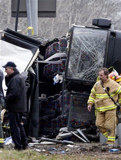 APTOPIX Tour Bus Accident 