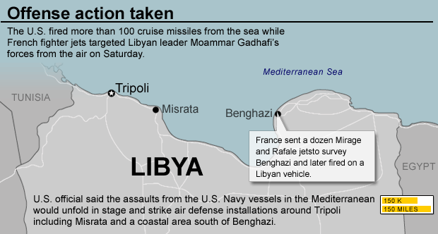 MAP OF LIBYA AIRSTRIKES 