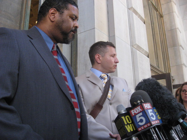 Defense lawyers Pierre Bazile (L) and Gerald Marrone 