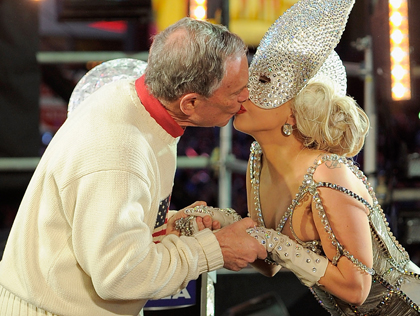 Lady Gaga And Mayor Michael Bloomberg Share New Year's Kiss 