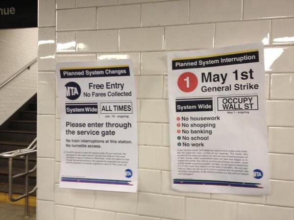 Occupy Wall Street Subway Signs 