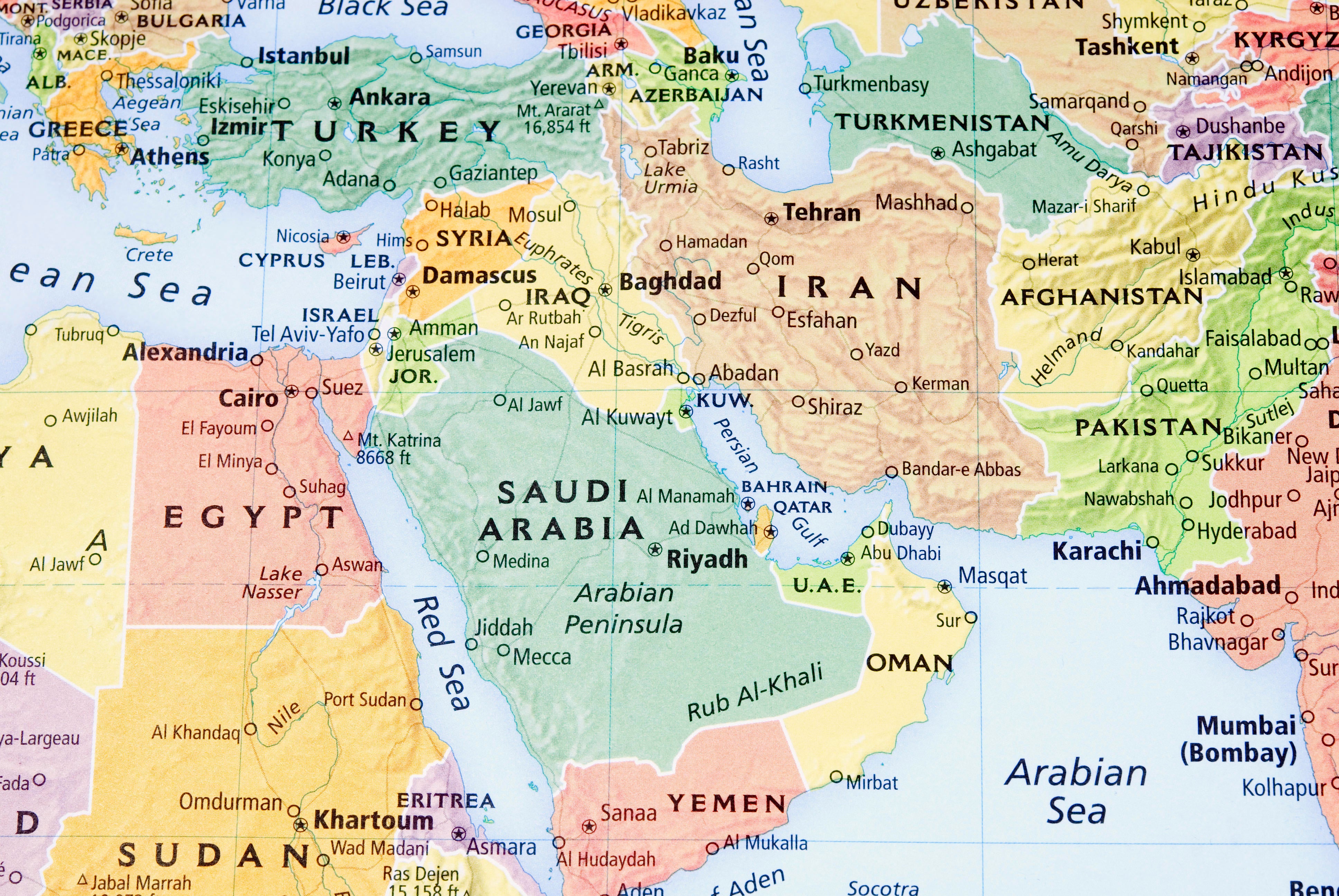 Middle East, Persian Gulf and Pakistan/Afganistan Region map - III