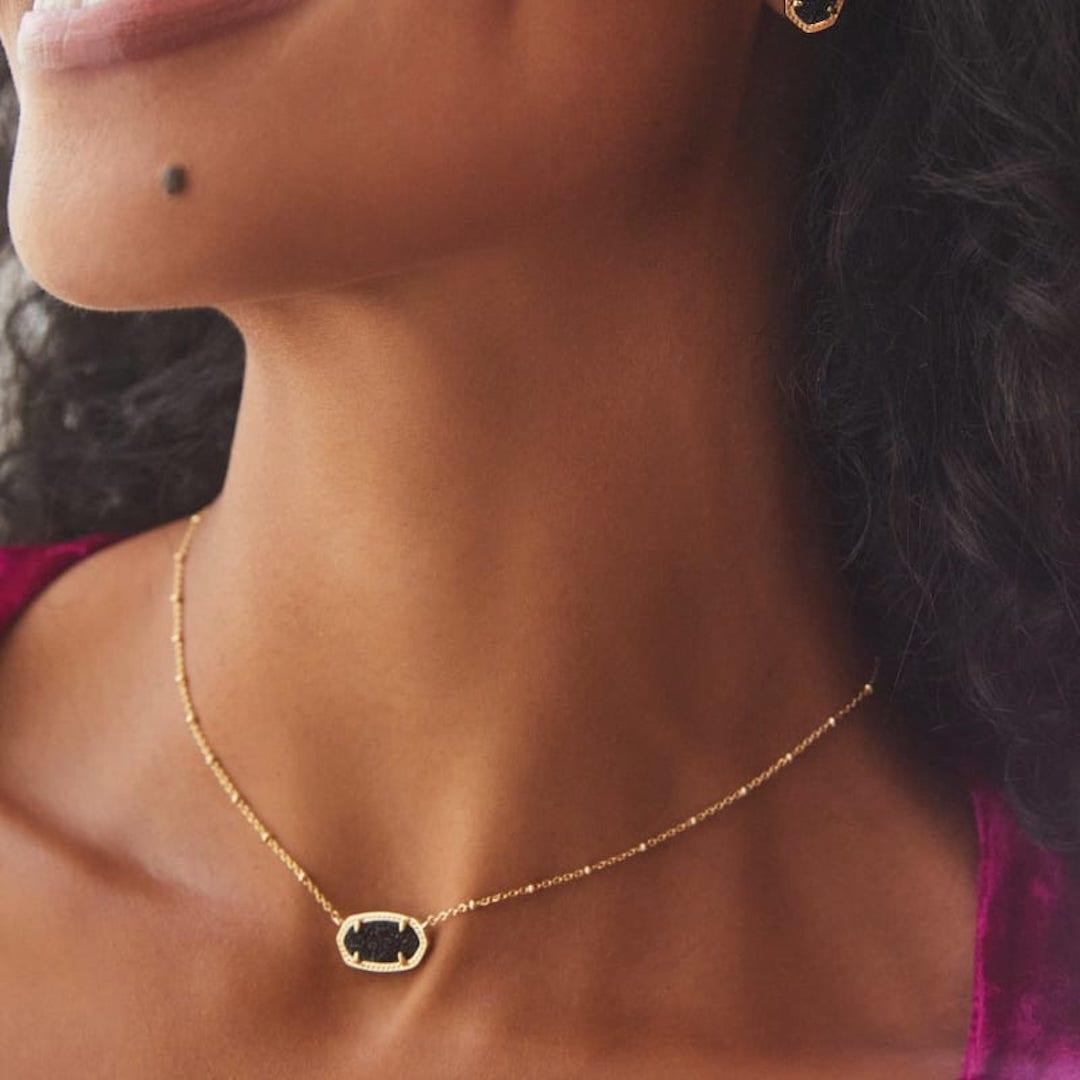 Elisa Gold Satellite Pendant Necklace In Black Drusy 
