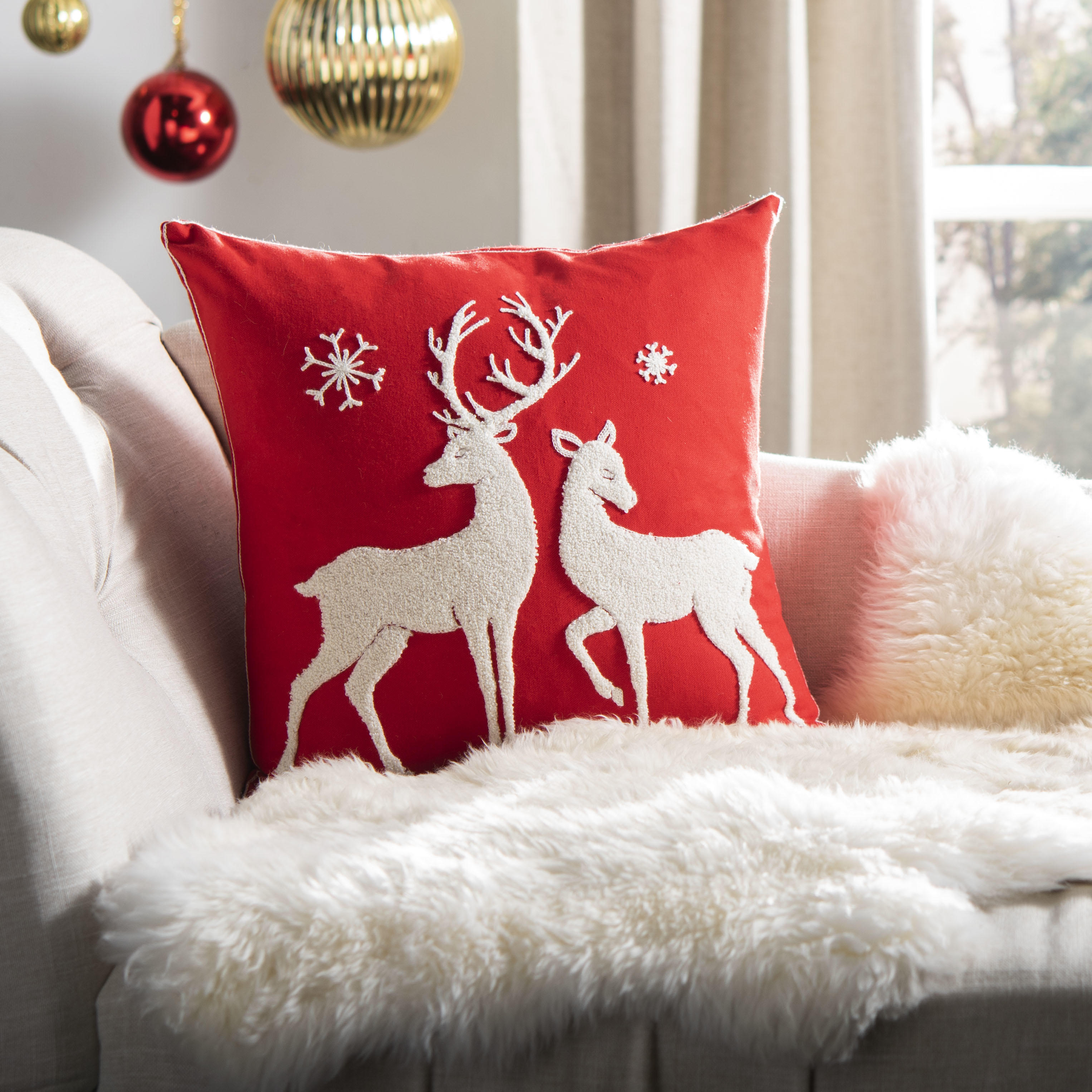 Christmas Reindeer decorative holiday pillow 