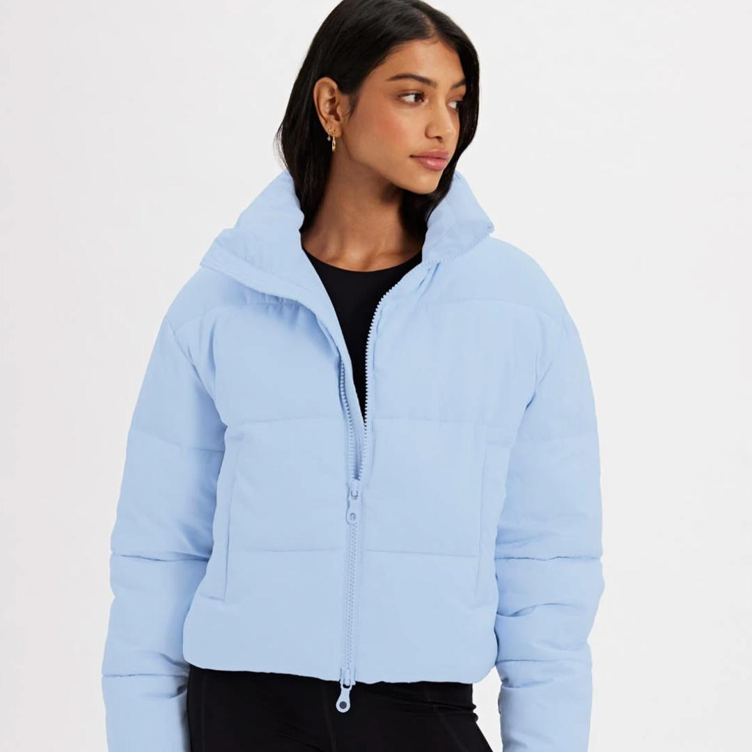 Girlfriend Collective snow cropped recycled puffer 