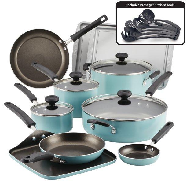Farberware 20-piece aluminum nonstick cookware pots and pans set 