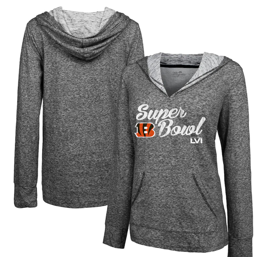 Cincinnati Bengals women's Super Bowl LVI bound slub v-neck pullover hoodie 