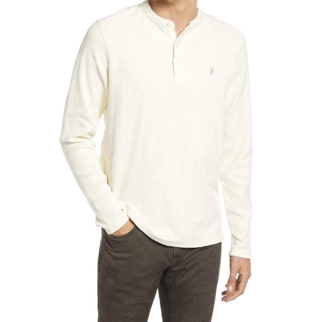 AllSaints Muse Long Sleeve Henley T-Shirt 