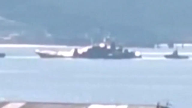 Russian Ship Appears Damaged After Ukrainian Attack On Black Sea Port ...