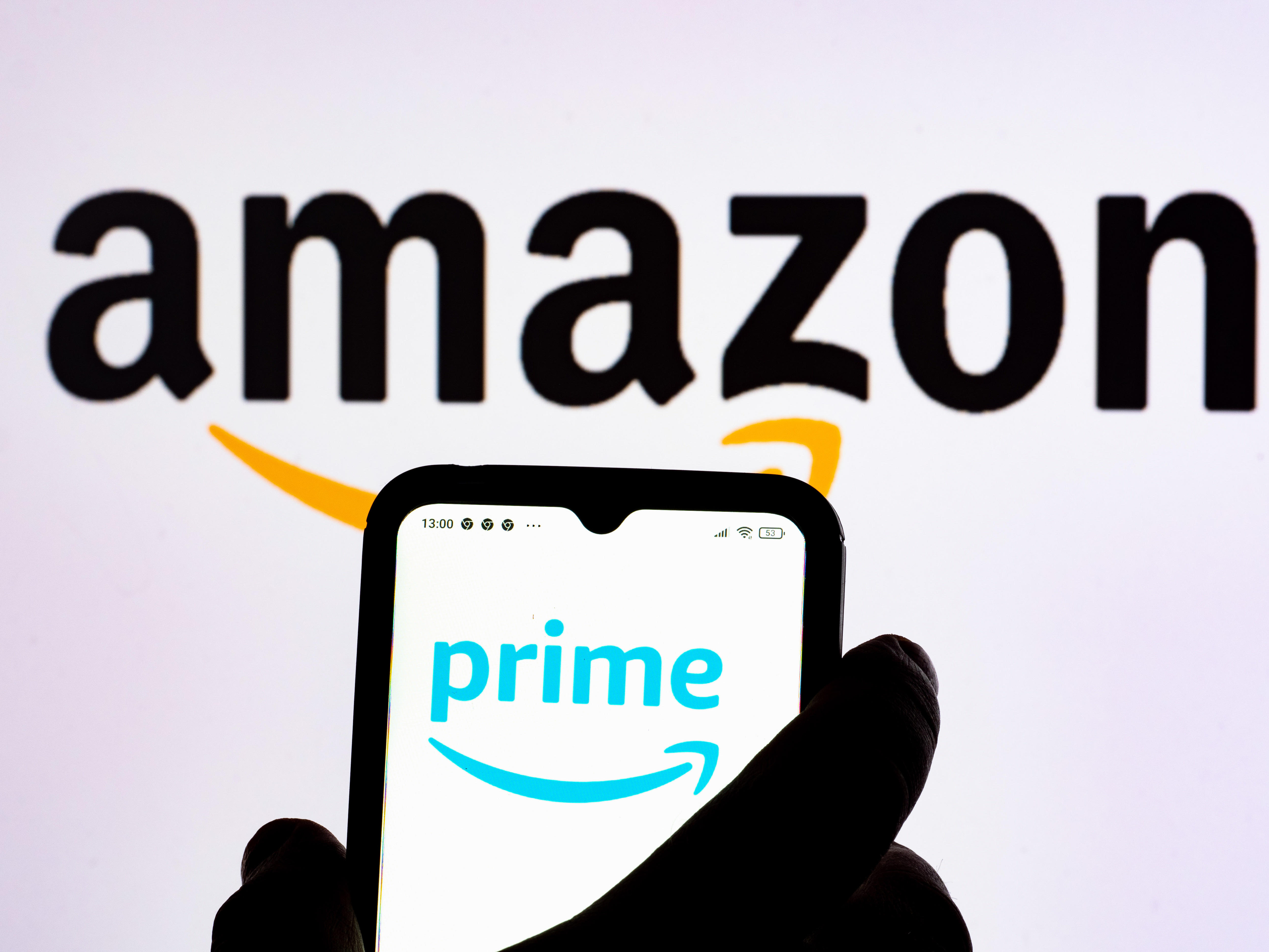 In this photo illustration, the logo of Amazon Prime is seen 