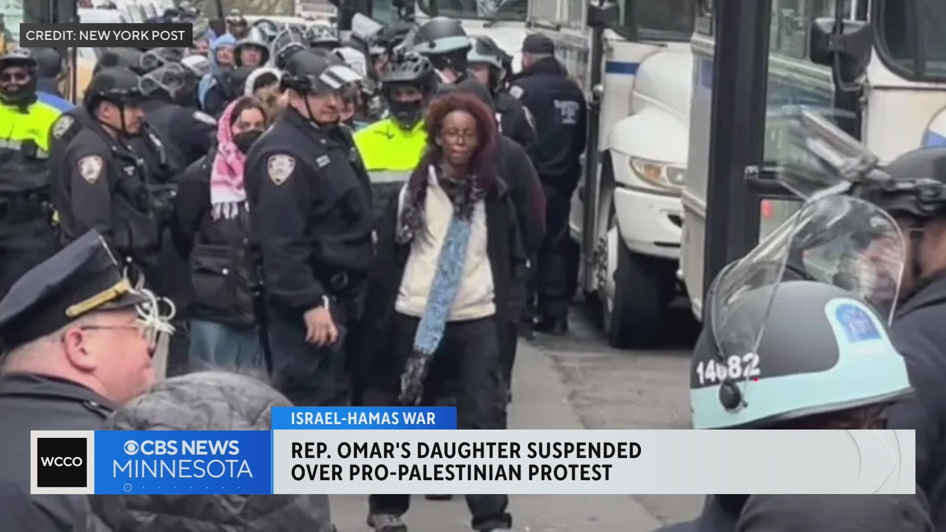 Ilhan Omar's daughter says she was suspended from college after pro-Palestinian protest at Columbia