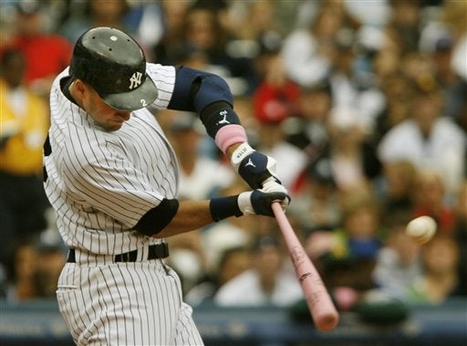 Derek Jeter uses a pink bat  