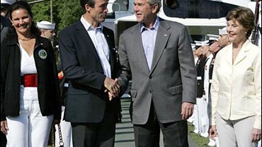 President Bush welcomes Danish Prime Minister Anders Fogh Rasmussen 