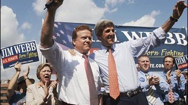 Jim Webb (left) and John Kerry, campaigning for Webb 6-12-06 
