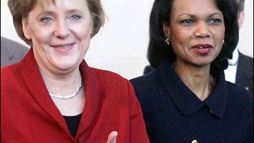 German Chancellor Angela Merkel, left, and U.S. Secretary of State Condoleezza Rice, Berlin, Dec. 2005 