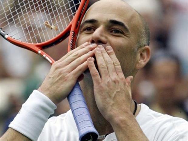 Andre Agassi blows 