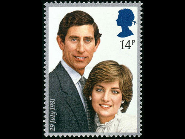 British postage stamp commemorating wedding of Prince Charles 