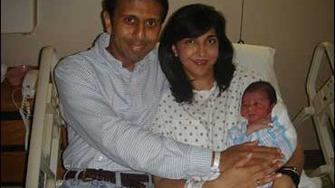 Rep. Bobby Jindal, left, his wife Supriya and their newborn son Slade Ryan. 