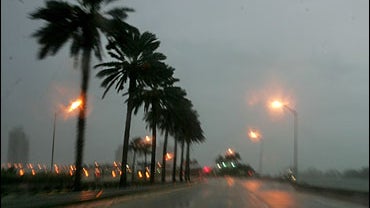 Rain and wind caused by Tropical Storm Ernesto keeps drivers off the road in Miami, Florida 