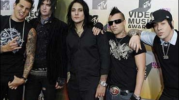 Avenged Sevenfold, nominated for best new artist in a video, for "Bat Country," arrives for the 2006 MTV Video Music Awards in New York, on Thursday, Aug. 31, 2006. (AP Photo/Stuart Ramson) 