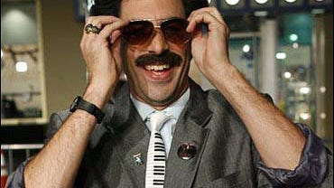 Sacha Baron Cohen (C) arrives at the premiere of "Borat: 