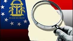 Generic Georgia map flag magnifying glass 