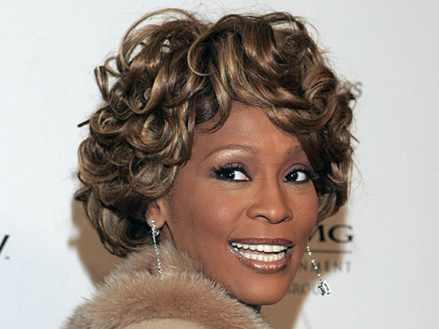 Whitney Houston arrives for the Clive Davis Pre-Grammy Party 
