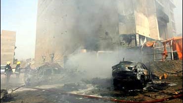 Car bomb blast in Baghdad, Iraq, Sunday, Feb. 25, 2007 