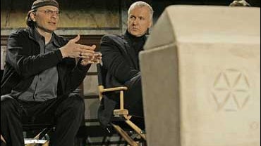 Filmmakers Simcha Jacobovici, left, and James Cameron 