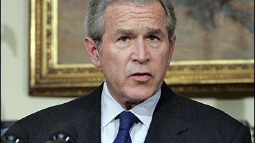 President Bush speaks from the Roosevelt Room of the White House in Washington 