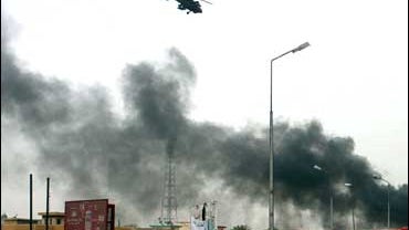 U.S. helicopter over Sadr City, Baghdad, Iraq 