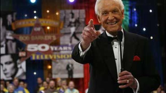 Legendary game show host Bob Barker gestures during filming of a special prime-time episode of "The Price Is Right," in Los Angeles April 17, 2007, celebrating his retirement and remarkable career on the popular game show. CBS will air a pair of prime-tim 