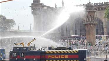 bombing and riot at mosque, Hyderabad, India 