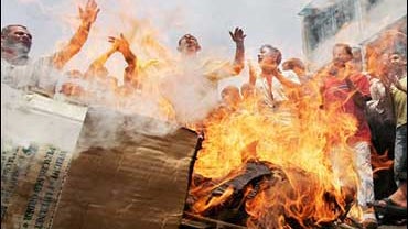Protest at a refugee camp 