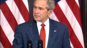 President George W. Bush defending the immigration reform package at the White House, June 1, 2007. 