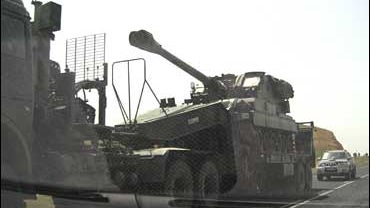 Turkish military equipment being transported towards the Iraqi border 