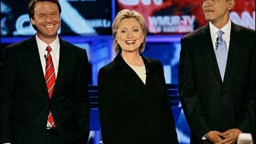 John Edwards, Hillary Clinton, Barack Obama, New Hampshire debate 