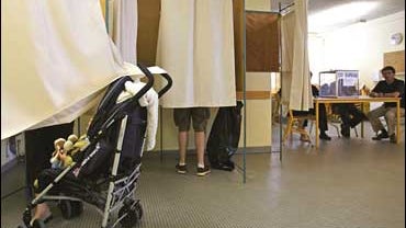 French voters at the polling place 