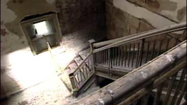 A deserted stairwell at the Ellis Island Hospital where many sick immigrants were treated. 