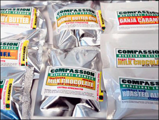 Samples of marijuana-laced candy are seen at a news conference Thursday, Sept. 29, 2007, in Oakland, Calif. 
