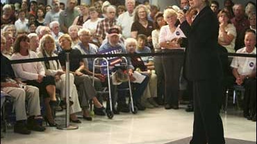 Democratic presidential hopeful, Sen. Hillary Rodham Clinton, D-N.Y., speaks during a meeting with local residents, Sunday, Oct. 7, 2007, in New Hampton, Iowa. (AP Photo/Charlie Neibergall) 