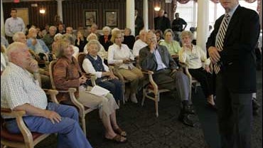 Presidential hopeful Sen. John McCain, R-Ariz., fields questions during a campaign stop at Wildwood Retirement Center, Wednesday, Oct. 17, 2007, in Columbia, S.C. (AP Photo/Mary Ann Chastain) 