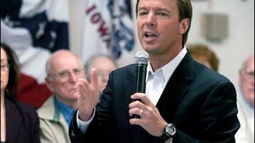 Democractic presidential hopeful John Edwards speaks to supporters, Wednesday, Oct 24, 2007 during a campaign stop in Glenwood, Iowa. 
