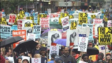 Thousands in New York City join in a national day of protest against the war in Iraq 