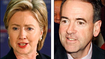 Democratic presidential hopeful Sen. Hillary Rodham Clinton, D-N.Y., and Republican presidential hopeful, Arkansas Gov. Mike Huckabee. 