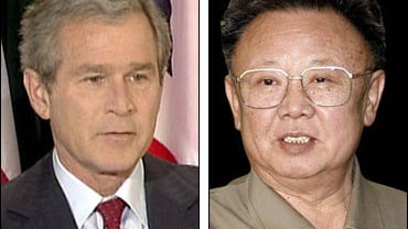 U.S. President George W. Bush (left) and North Korean leader Kim Jong Il 
