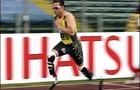 South Africa's Oscar Pistorious who races on carbon fiber blades attached below his knees 