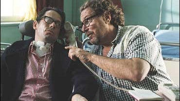 Julian Schnabel directing Mathieu Amalric on the set of "The Diving Bell and the Butterfly" 